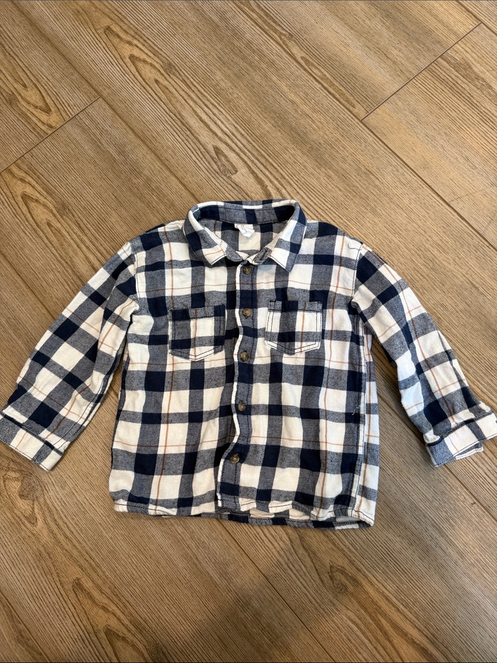 H&M Navy and White Plaid Button-Down Shirt